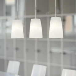 Casablanca Hängelampe Mesa, weiß, Glas, 3-flg., 100 cm, E27