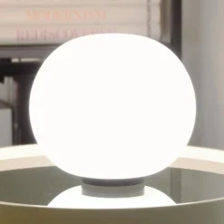Casablanca Tischlampe Acai, weiß/schwarz, Glas, Ø 26 cm, E27
