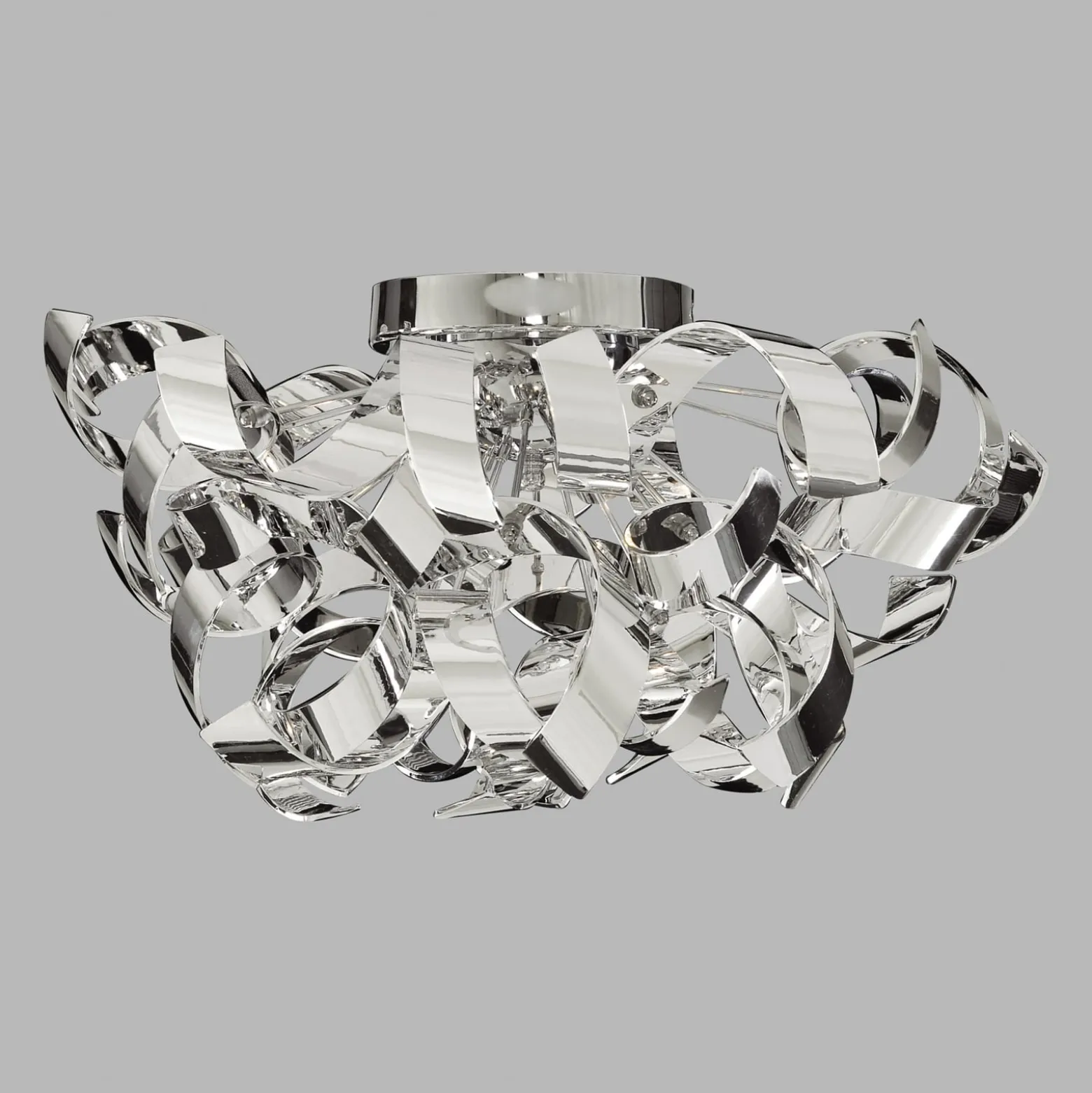 Chromfarbene Deckenlampe Curls in lockigem Design