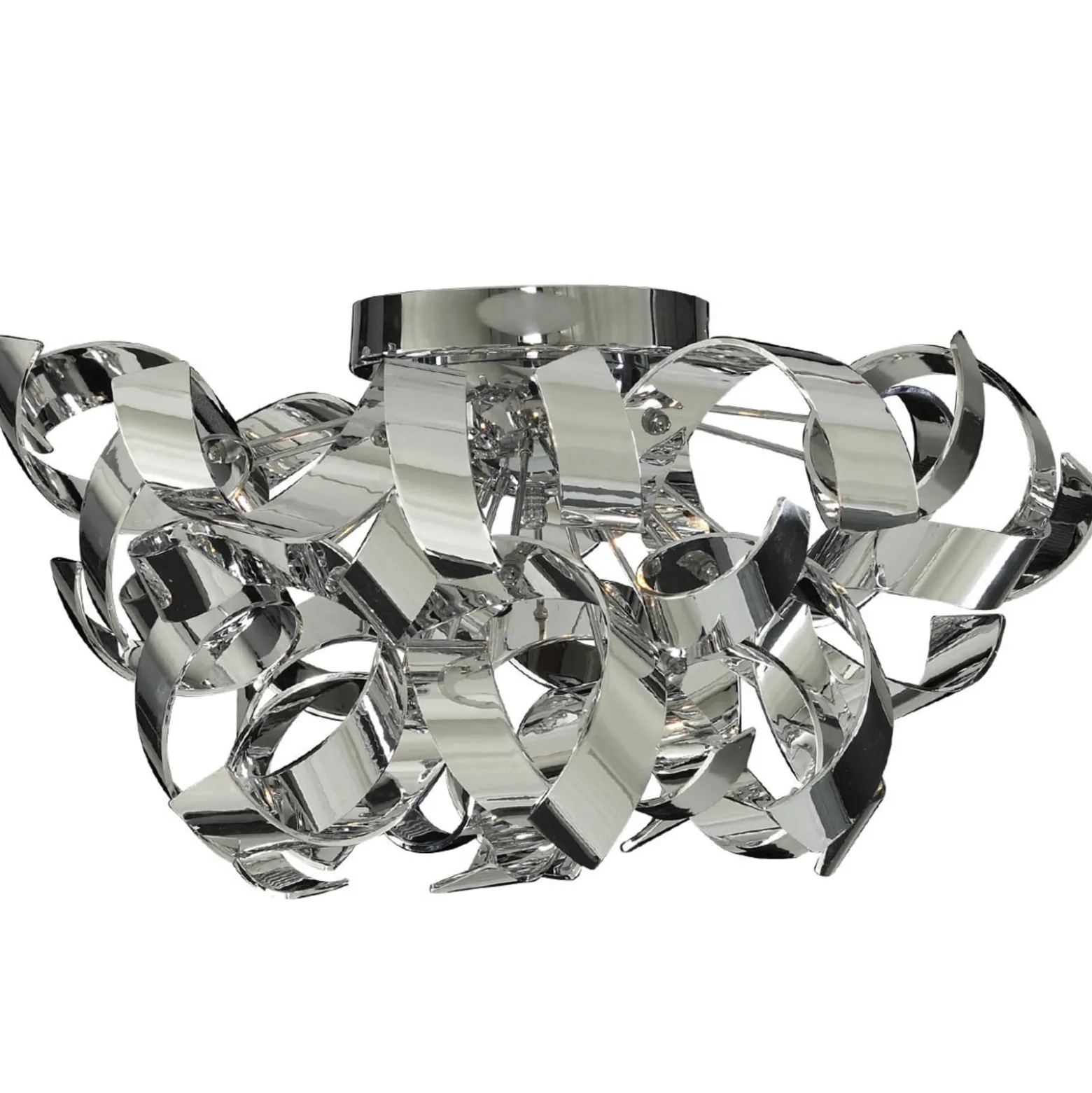 Chromfarbene Deckenlampe Curls in lockigem Design