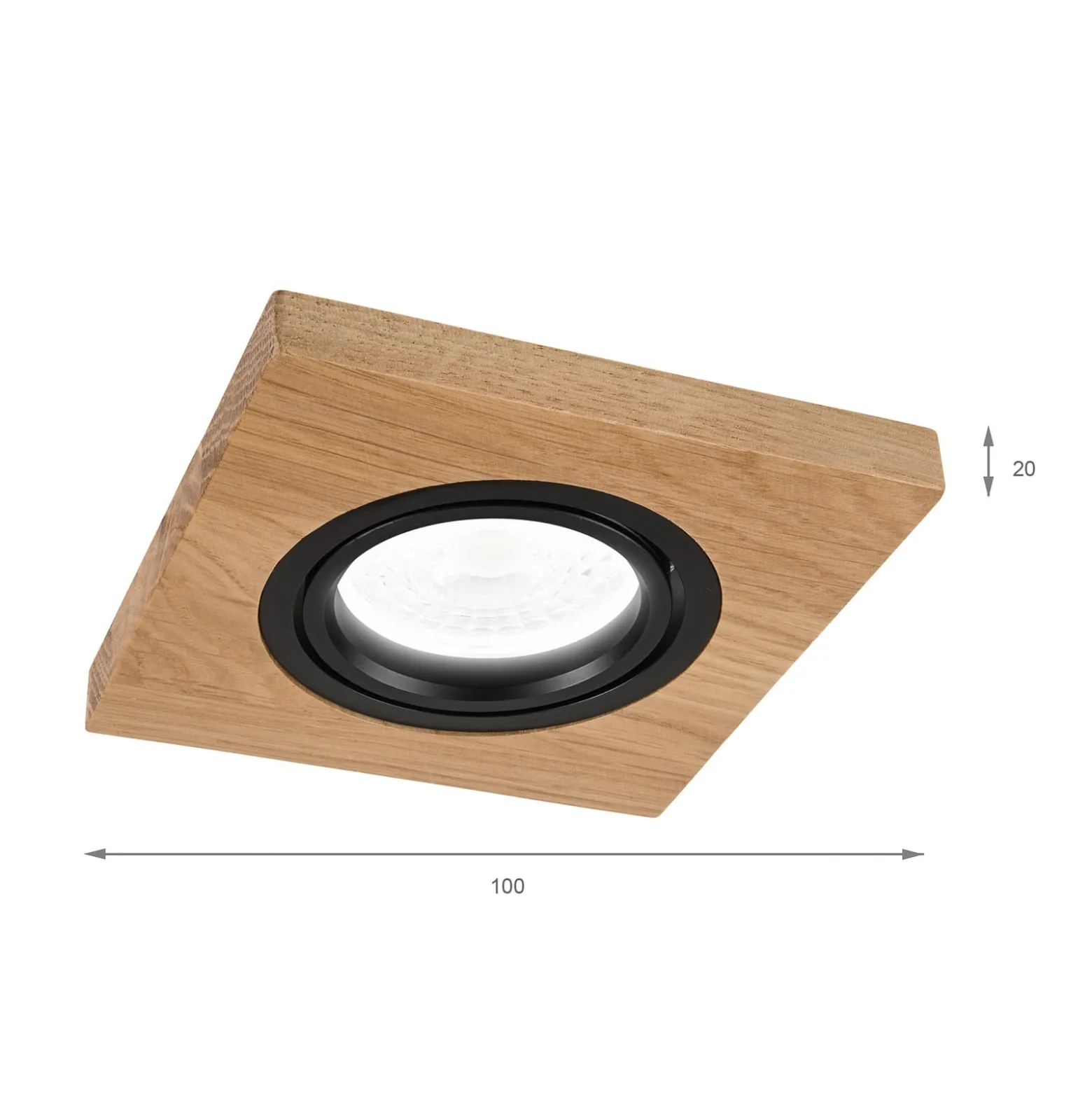 Deckeneinbaulampe Tobby, 10 x 10 cm, 3er-Set Eichenholz GU10