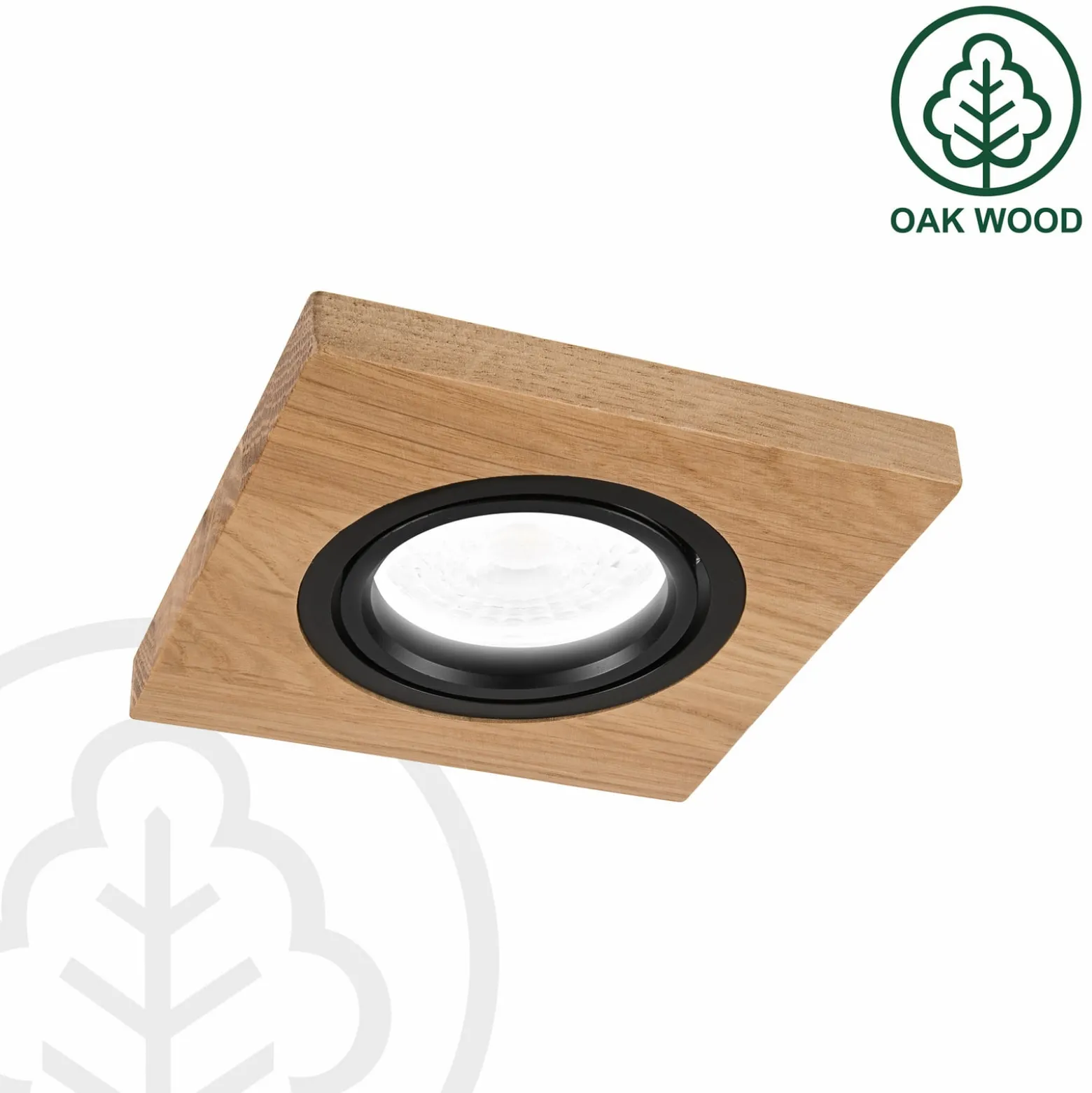 Deckeneinbaulampe Tobby, 10 x 10 cm, 3er-Set Eichenholz GU10