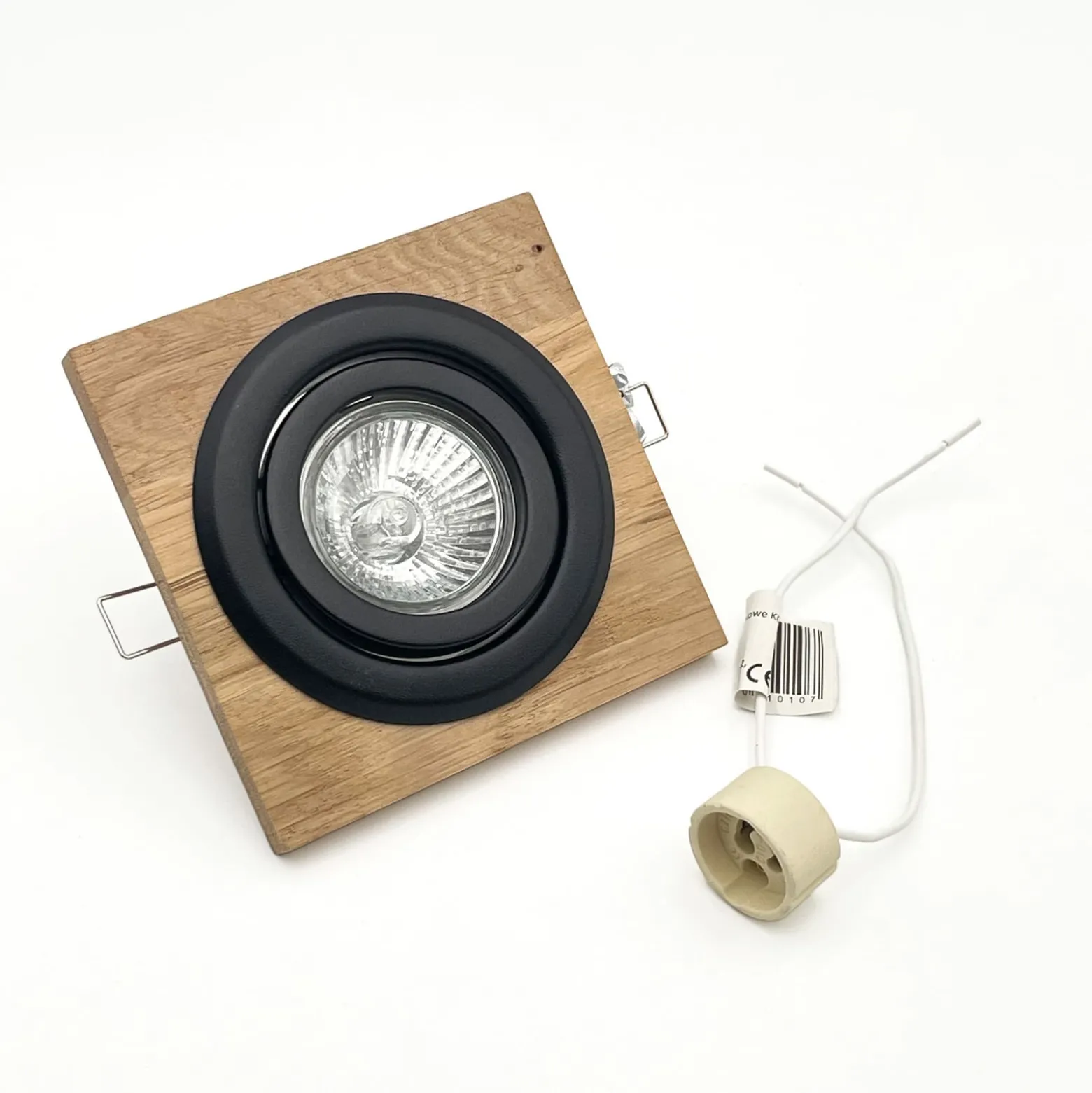 Deckeneinbaulampe Tobby, 10 x 10 cm, 3er-Set Eichenholz GU10