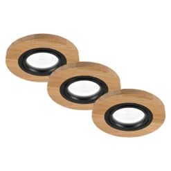 Deckeneinbauleuchte Tobby, Ø 10 cm, 3er-Set, Eichenholz GU10