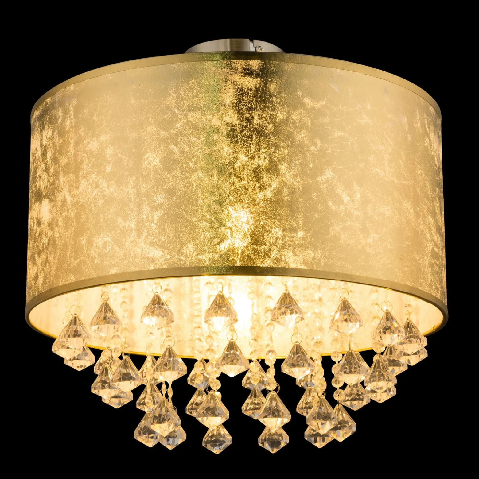 Deckenlampe Amy mit Acrylkristallen, blattgold