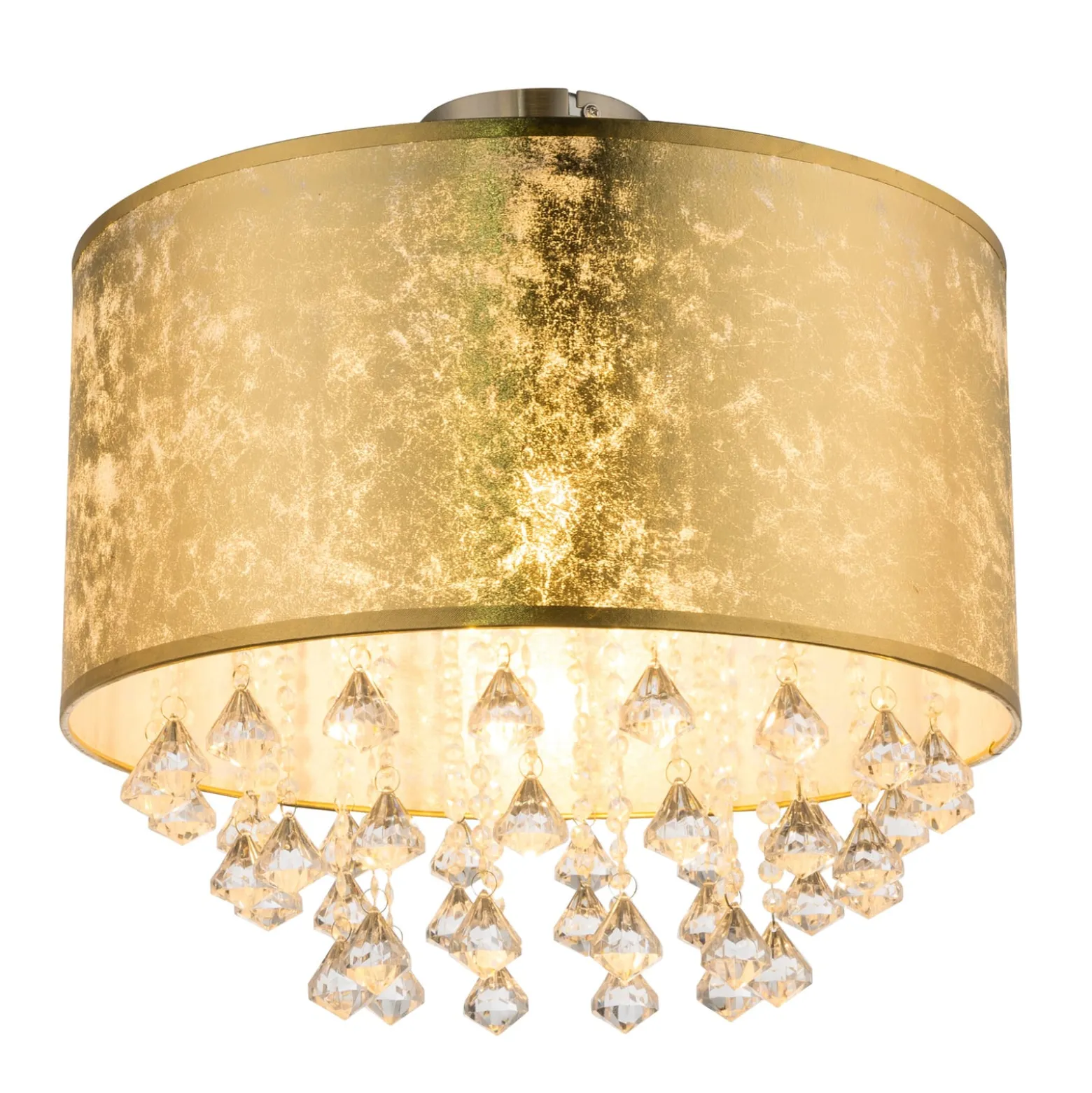 Deckenlampe Amy mit Acrylkristallen, blattgold