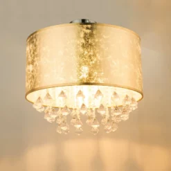 Deckenlampe Amy mit Acrylkristallen, blattgold