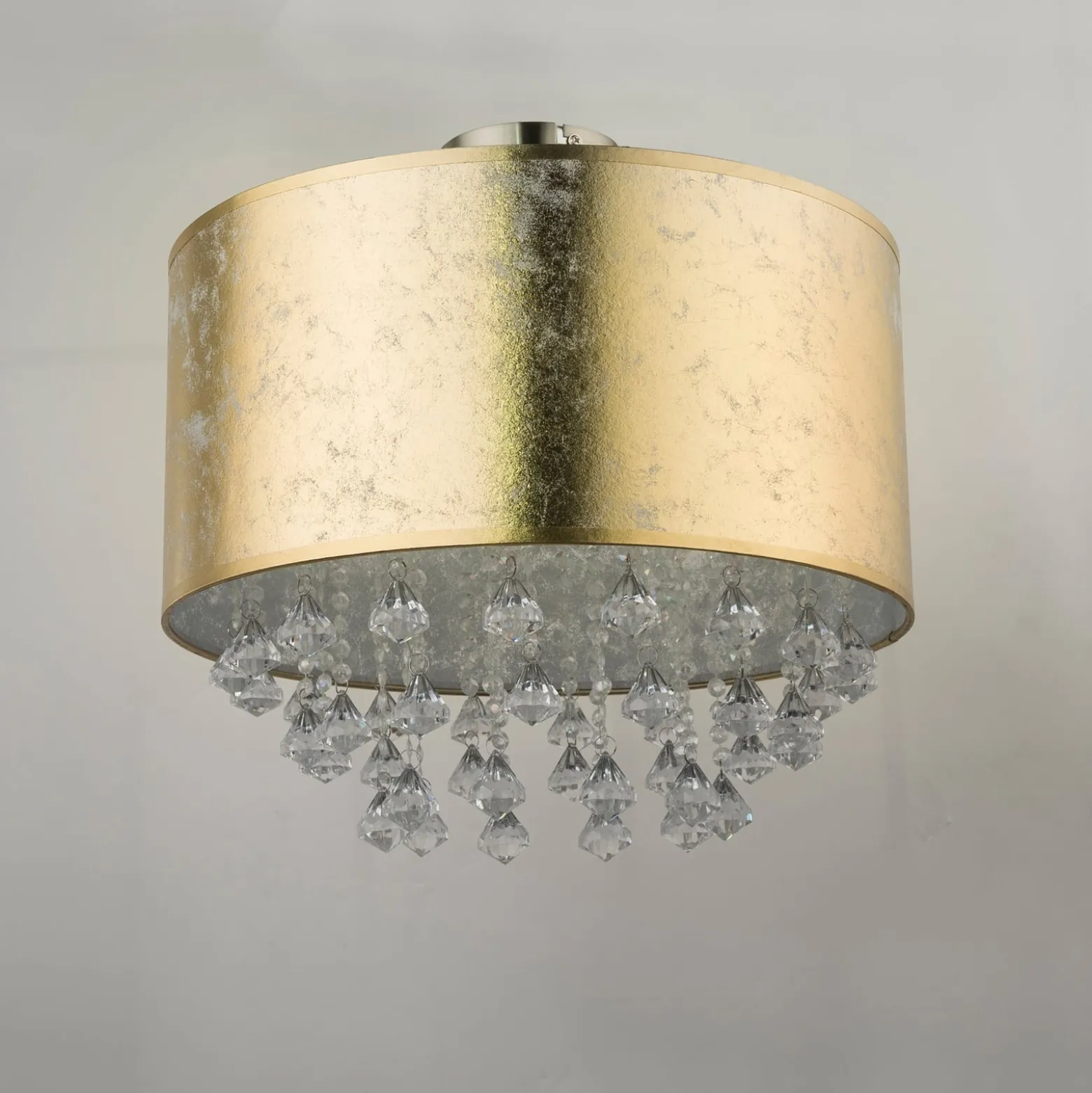Deckenlampe Amy mit Acrylkristallen, blattgold