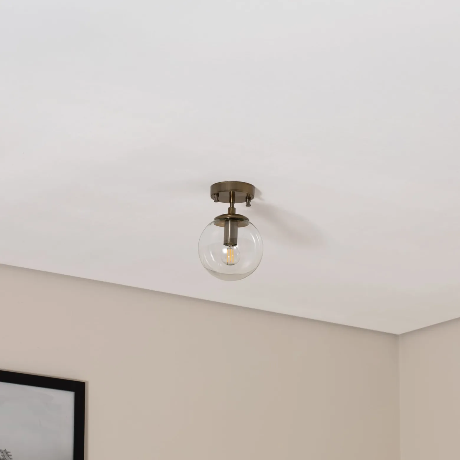 Deckenlampe Atmaca 10215, goldfarben antik, Glas klar Ø 15cm
