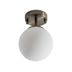 Deckenlampe Atmaca 10220, goldfarben antik, Opalglas Ø 15 cm