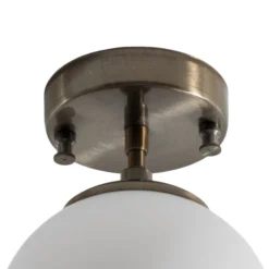 Deckenlampe Atmaca 10220, goldfarben antik, Opalglas Ø 15 cm