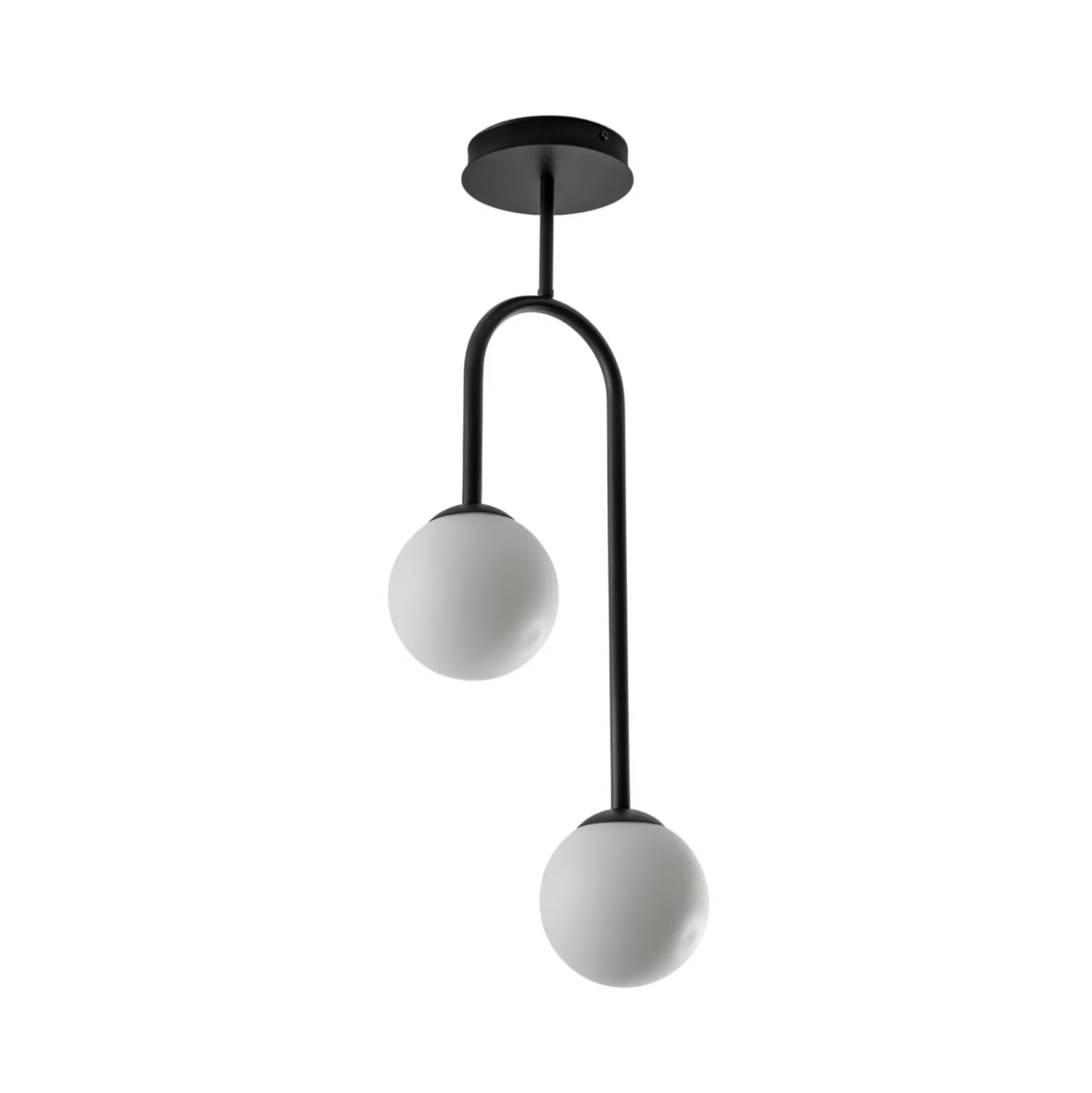 Deckenlampe Atria, opal/schwarz, Höhe 76 cm, Metall, 2-flg.