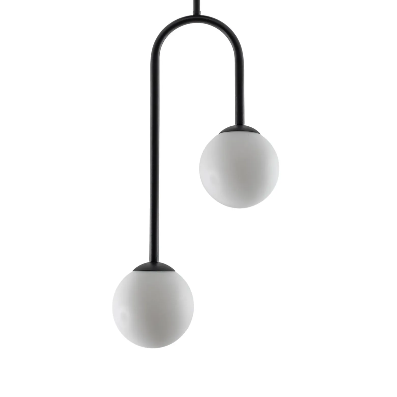 Deckenlampe Atria, opal/schwarz, Höhe 76 cm, Metall, 2-flg.