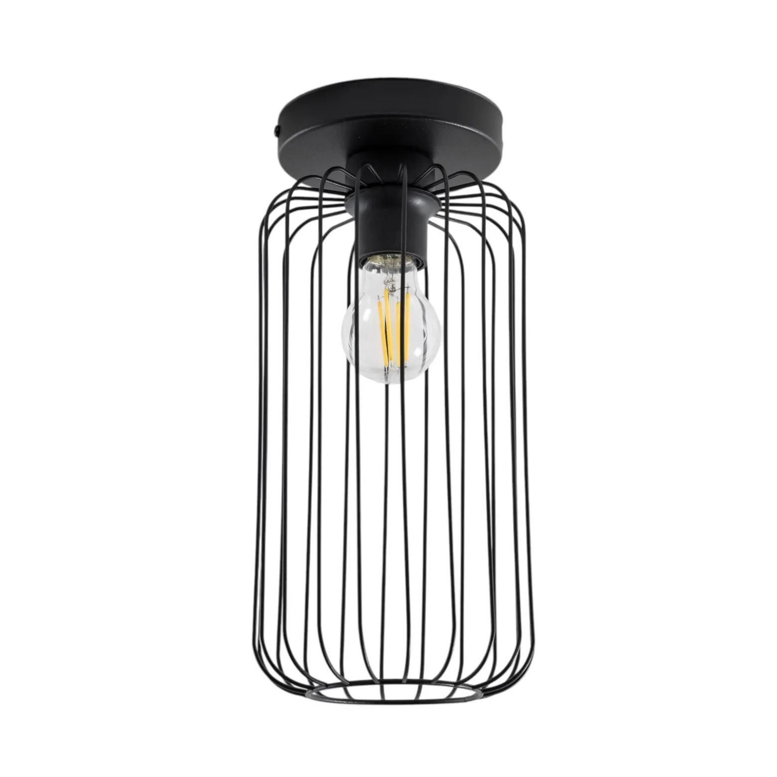 Deckenlampe Barn, Ø 16 cm, schwarz, Metall, E27