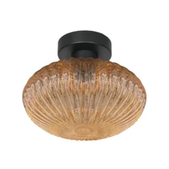 Deckenlampe Bloeba, Ø 30 cm schwarz/bernsteinfarben, Glas