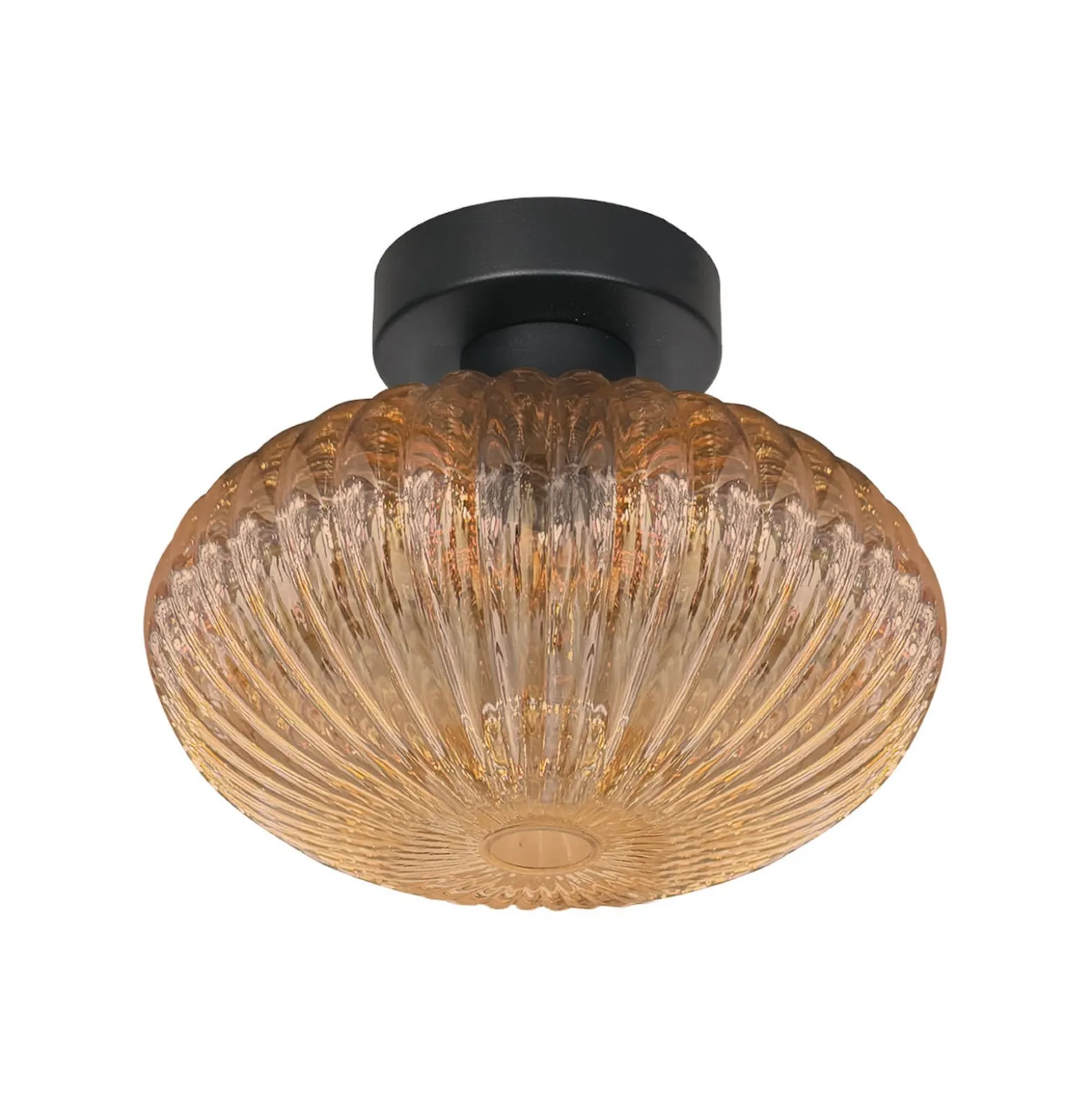 Deckenlampe Bloeba, Ø 30 cm schwarz/bernsteinfarben, Glas