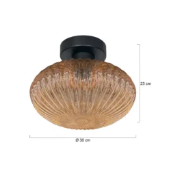 Deckenlampe Bloeba, Ø 30 cm schwarz/bernsteinfarben, Glas