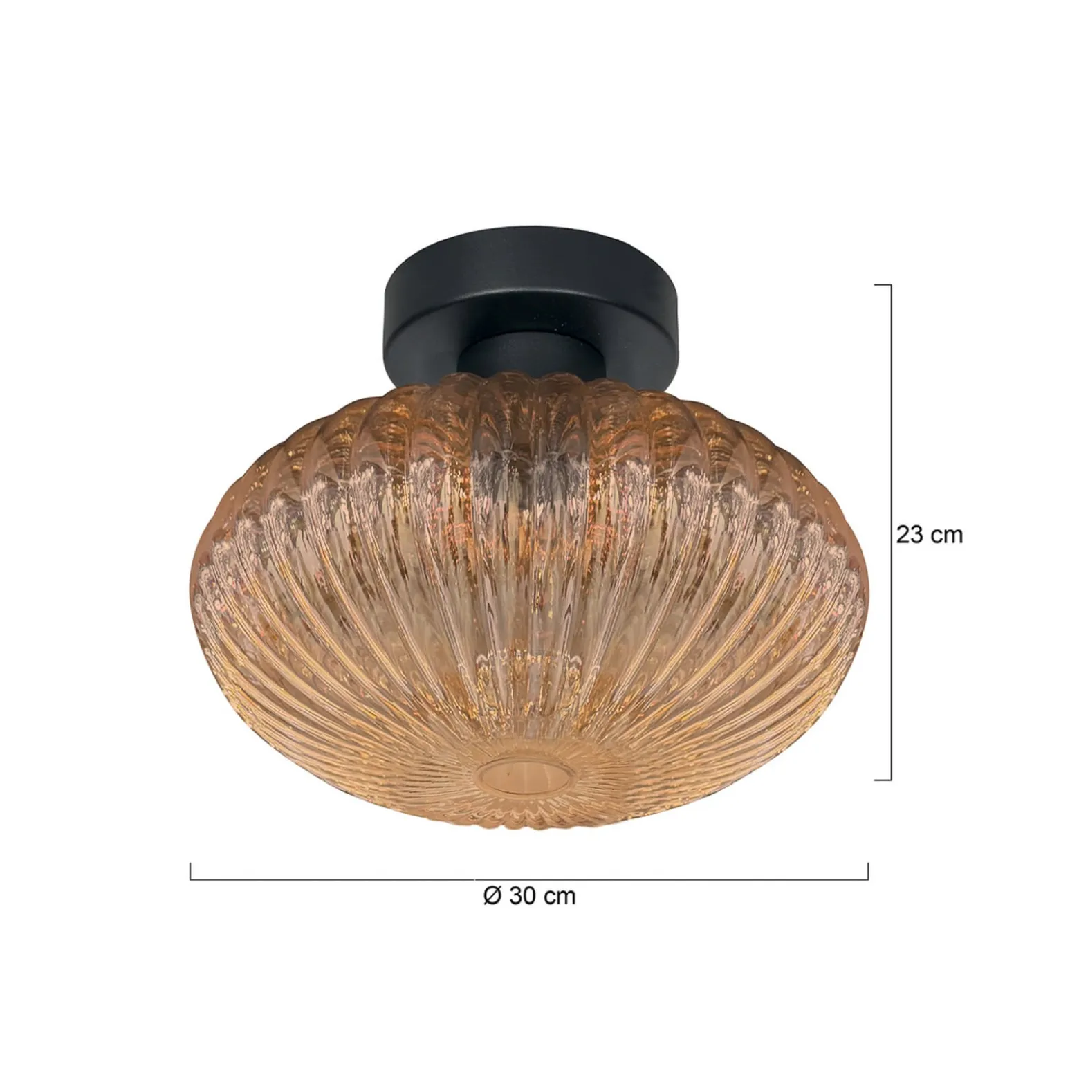 Deckenlampe Bloeba, Ø 30 cm schwarz/bernsteinfarben, Glas