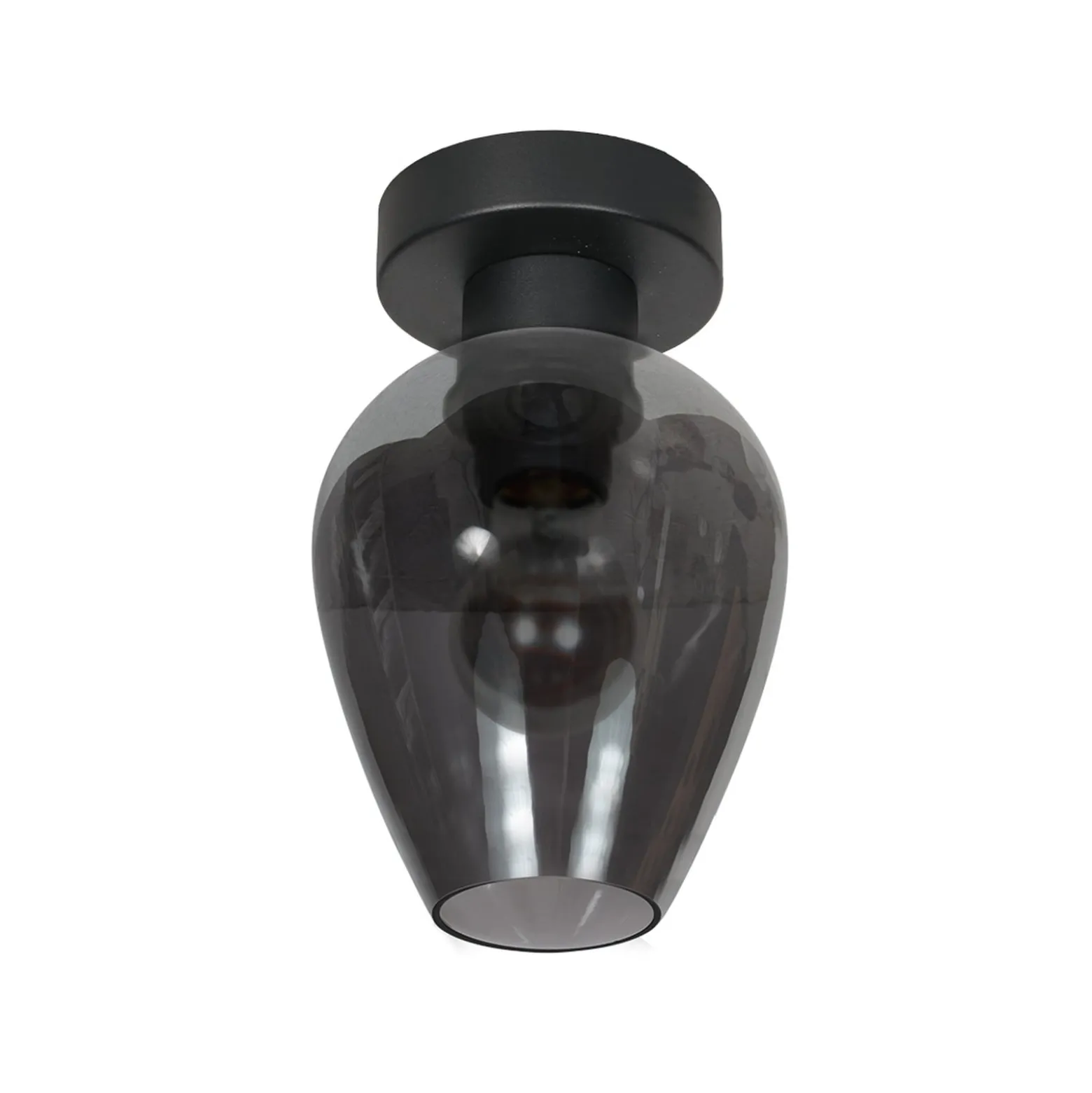 Deckenlampe Bloeba, schwarz/rauchgrau, Ø 15 cm, Glas Tropfen
