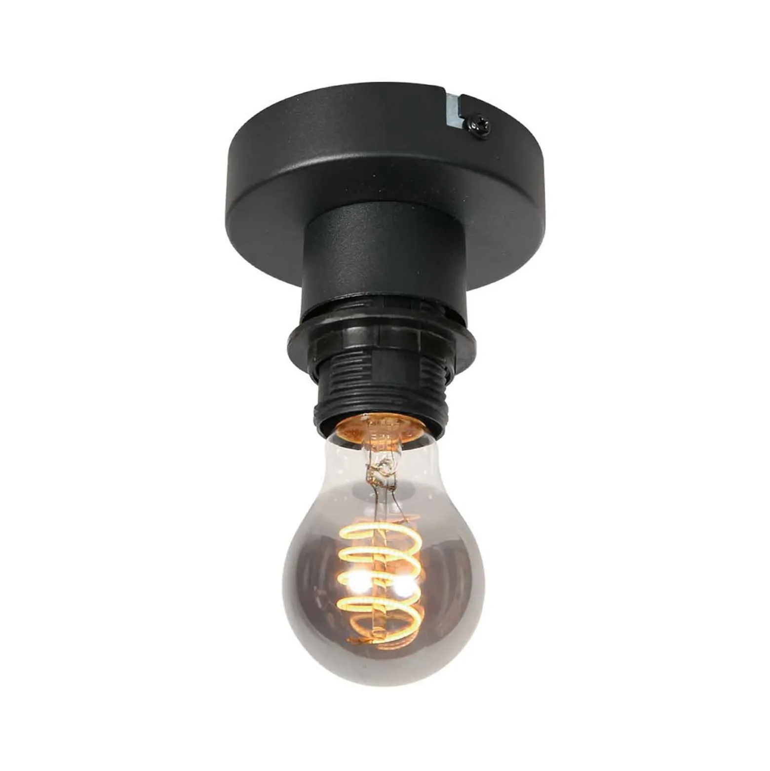 Deckenlampe Bloeba, weiß/schwarz, Ø 25 cm, Leinen/Metall