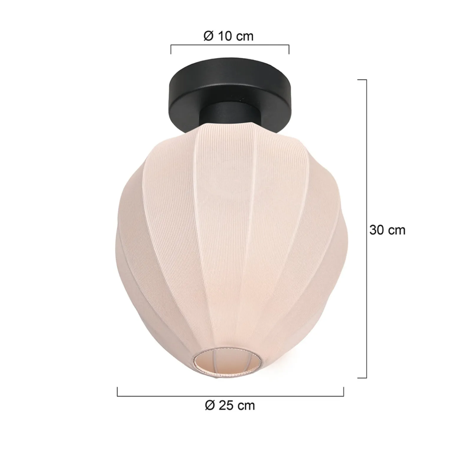 Deckenlampe Bloeba, weiß/schwarz, Ø 25 cm, Leinen/Metall