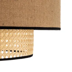 Deckenlampe Boho, braun/holz/schwarz, Ø 60 cm, Textil/Rattan