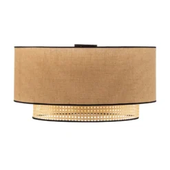 Deckenlampe Boho, braun/holz/schwarz, Ø 60 cm, Textil/Rattan