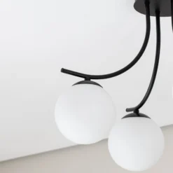 Deckenlampe Boston, schwarz/opal, 4-flammig