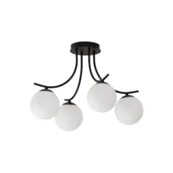 Deckenlampe Boston, schwarz/opal, 4-flammig