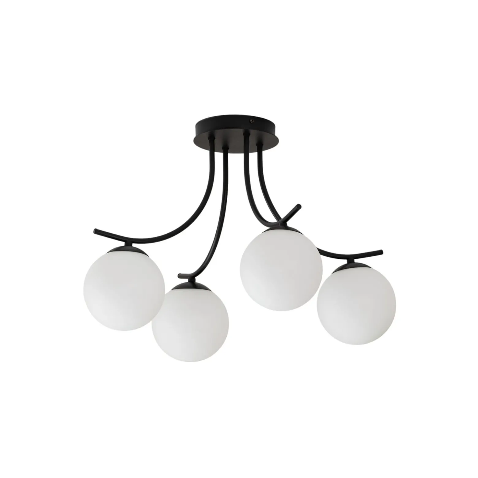 Deckenlampe Boston, schwarz/opal, 4-flammig