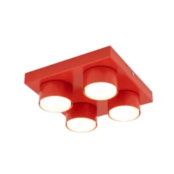 Deckenlampe Brix, rot, 23 cm lang, 4-flammig, GX53