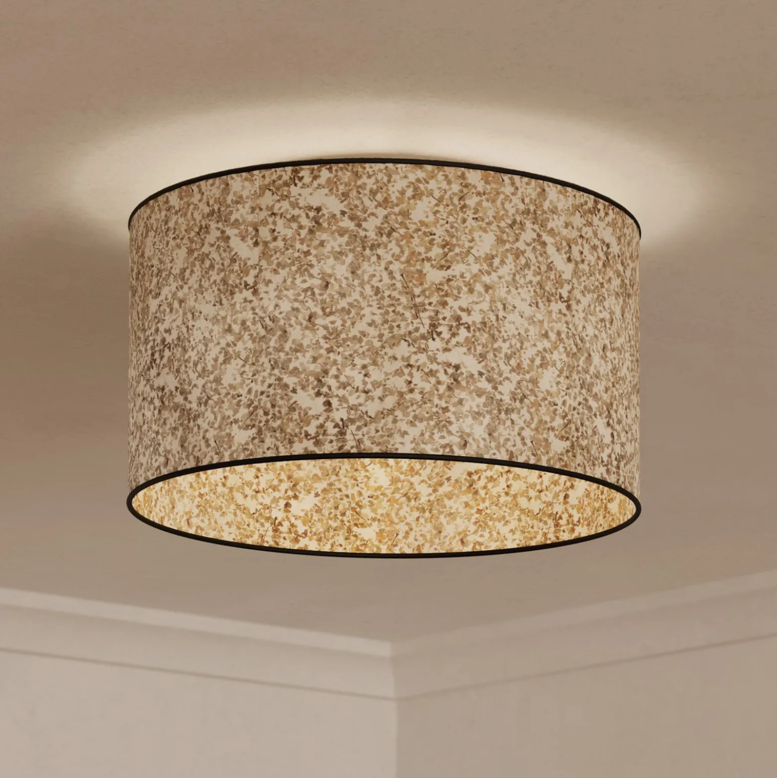 Deckenlampe Butterburn, Ø 38 cm, beige/grün, Stoff