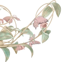 Deckenlampe BUTTERFLY, creme/grün/rosé, Edelstahl, 5-flammig
