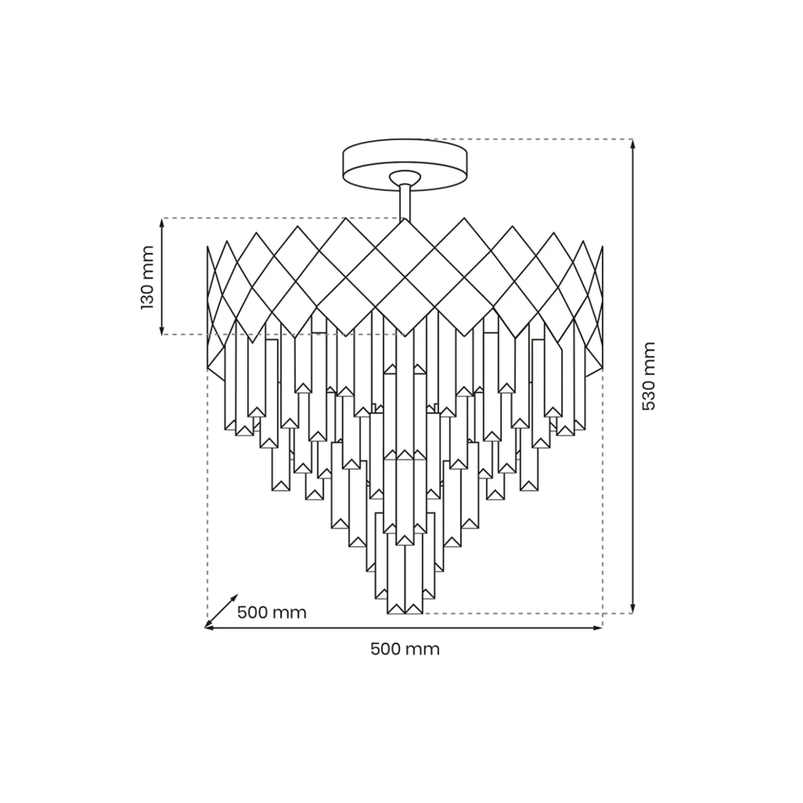 Deckenlampe Carisma Metall chromfarben Glaskristalle Ø 50 cm