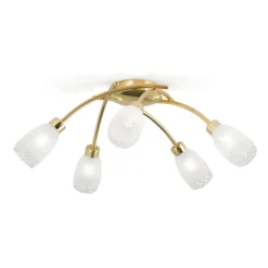 Deckenlampe CARLA, messingfarben, Ø 60 cm Metall/Glas 5-flg.