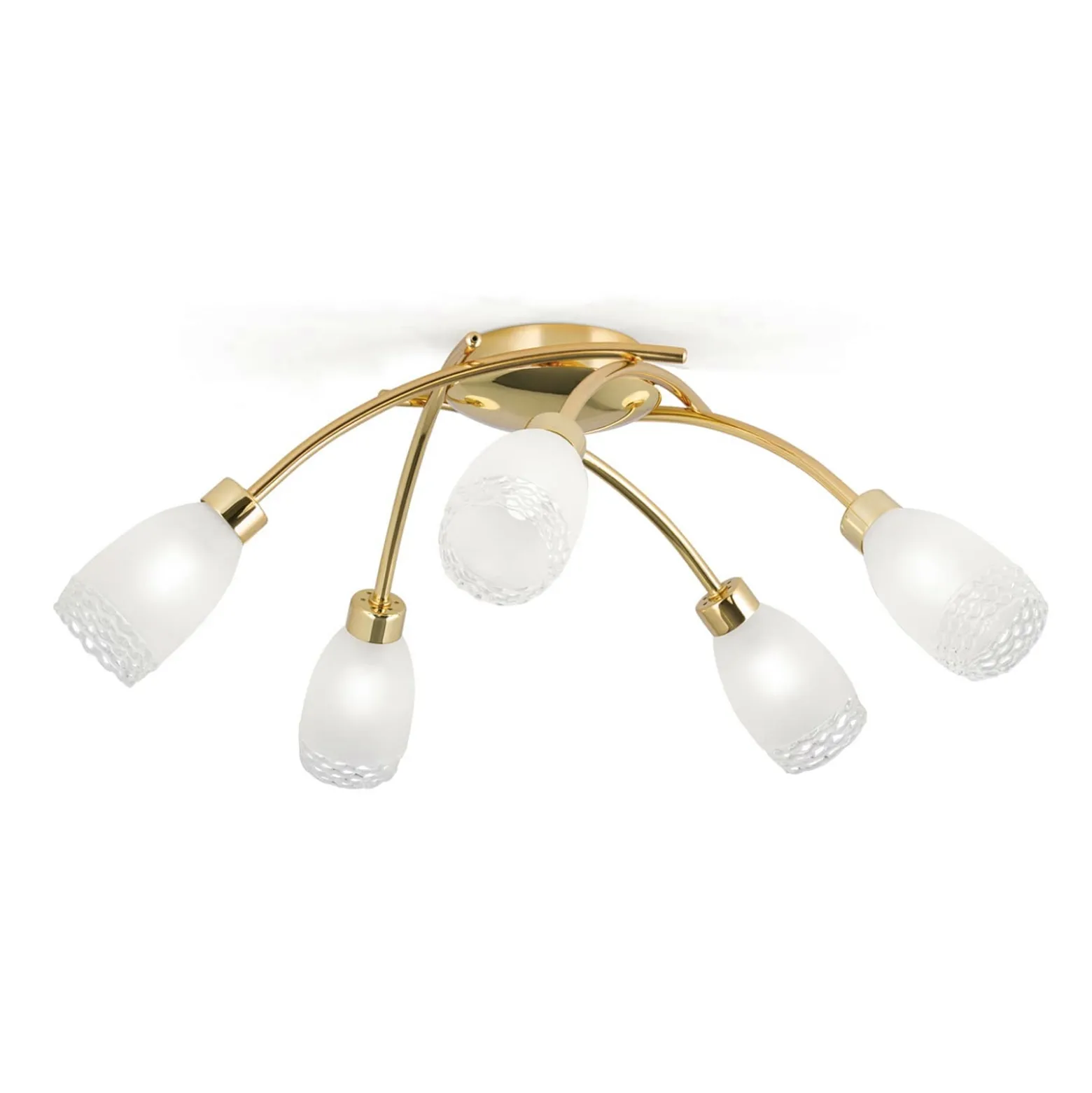 Deckenlampe CARLA, messingfarben, Ø 60 cm Metall/Glas 5-flg.