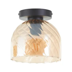 Deckenlampe Casto, Ø 19 cm, bernstein, Glas