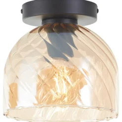 Deckenlampe Casto, Ø 19 cm, bernstein, Glas