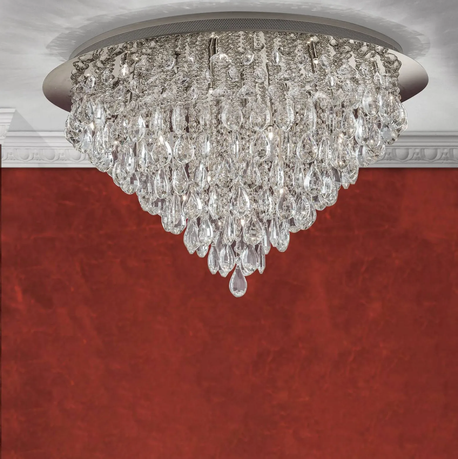 Deckenlampe Celeste mit K9-Kristallen, Ø75cm chrom
