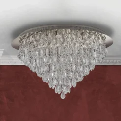 Deckenlampe Celeste mit K9-Kristallen, Ø75cm chrom