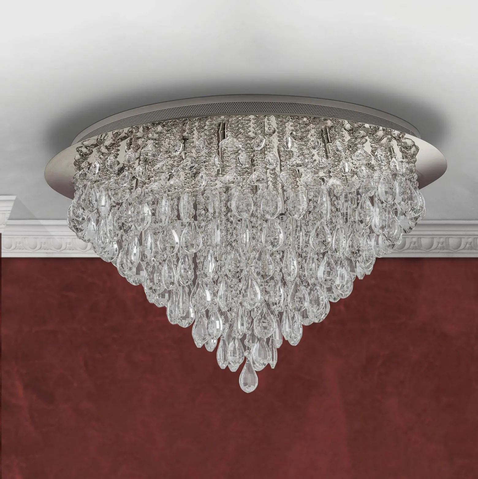 Deckenlampe Celeste mit K9-Kristallen, Ø75cm chrom