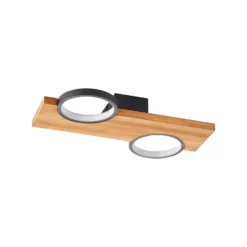 Deckenlampe Cheesy aus Holz, zweiflammig