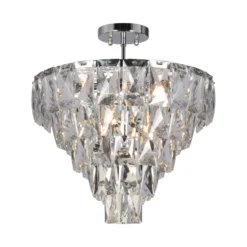 Deckenlampe Chelsea Metall chromfarben Glaskristalle Ø 50 cm
