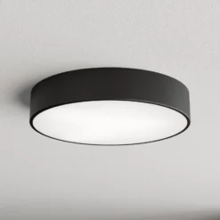 Deckenlampe Cleo 400, schwarz, Sensor, IP20, Ø 40 cm, Metall