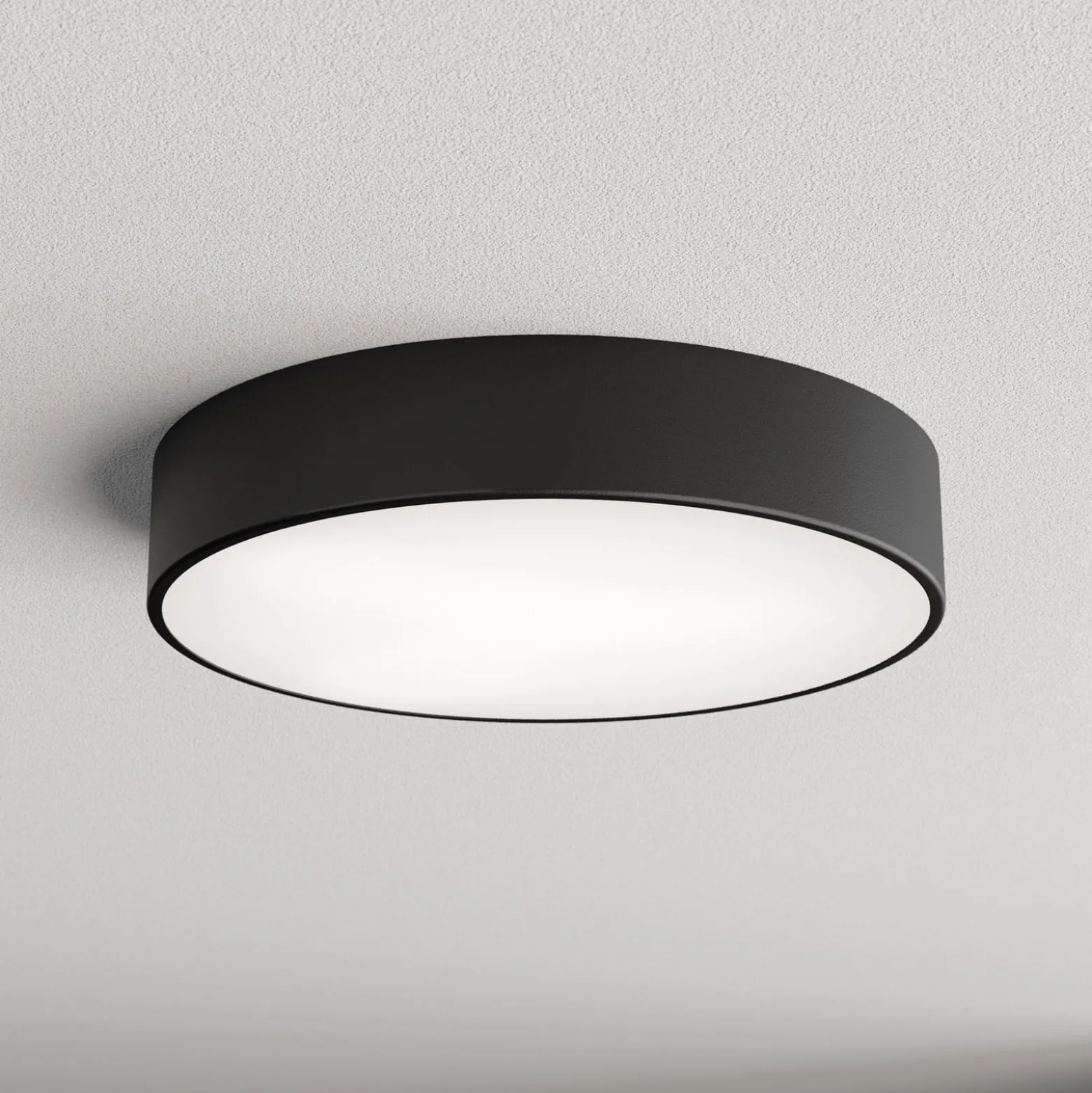 Deckenlampe Cleo 400, schwarz, Sensor, IP20, Ø 40 cm, Metall