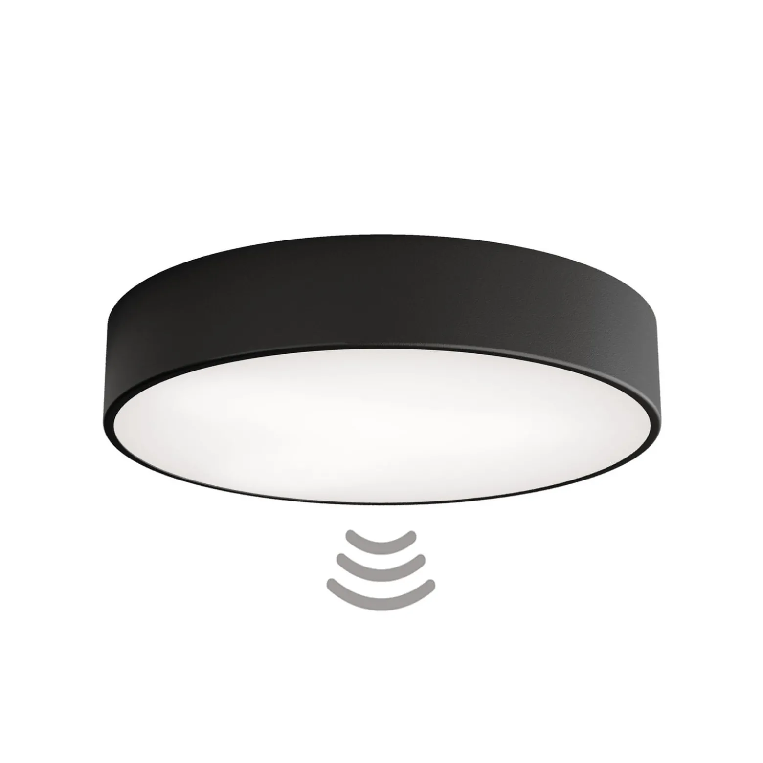 Deckenlampe Cleo 400, schwarz, Sensor, IP20, Ø 40 cm, Metall