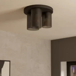 Deckenlampe Colomera, Ø 35 cm, schwarz/grau, 3-flg., Glas
