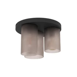 Deckenlampe Colomera, Ø 35 cm, schwarz/grau, 3-flg., Glas