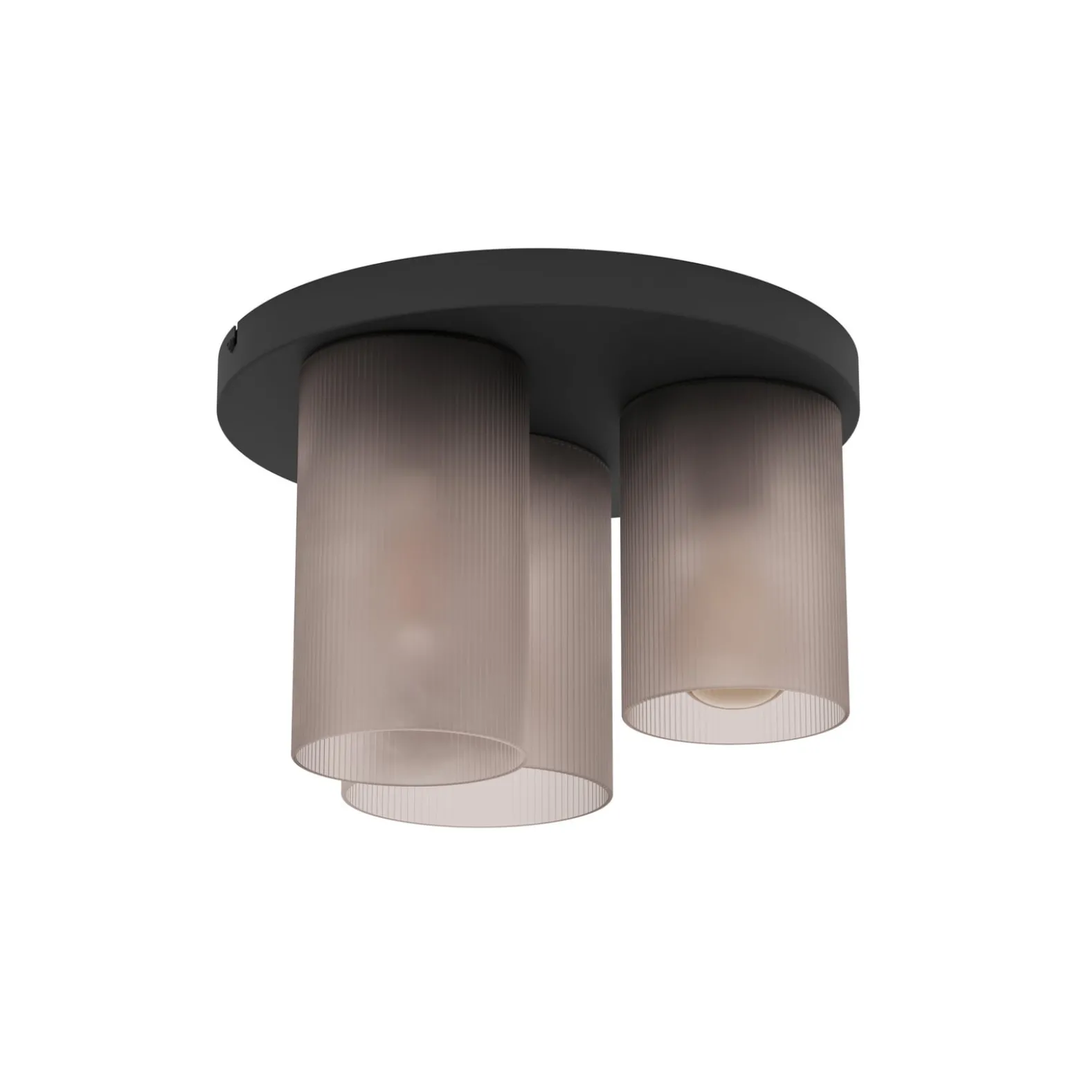 Deckenlampe Colomera, Ø 35 cm, schwarz/grau, 3-flg., Glas
