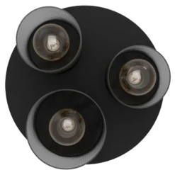Deckenlampe Colomera, Ø 35 cm, schwarz/grau, 3-flg., Glas